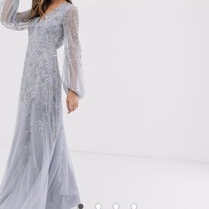 ASOS DESIGN Maxi Dress with blouson sleeve and delicate floral embellishment